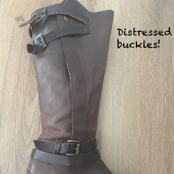 FREEBIRD by Steven Clive Tall Leather Brown Brown, Distressed Buckle, Size 8 - Picture 8 of 16